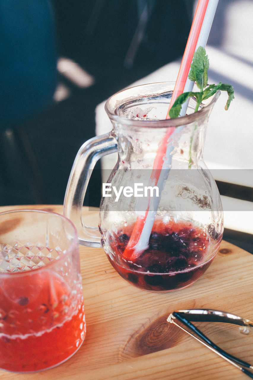 Close-up of fresh drink on table at restaurant