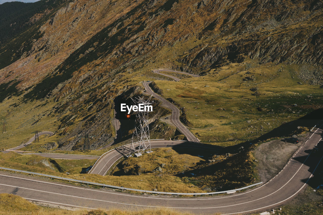 High angle view of road on mountain