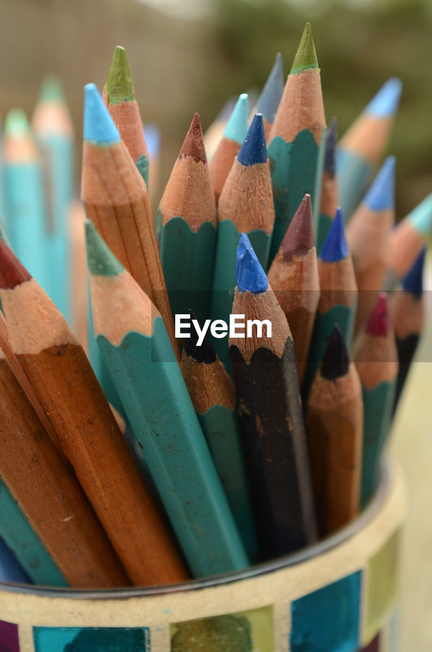 Close-up of colored pencils