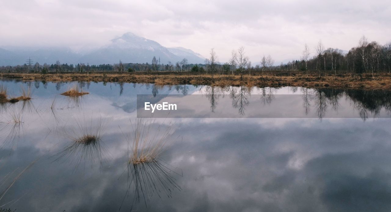 Scenic view of lake against sky