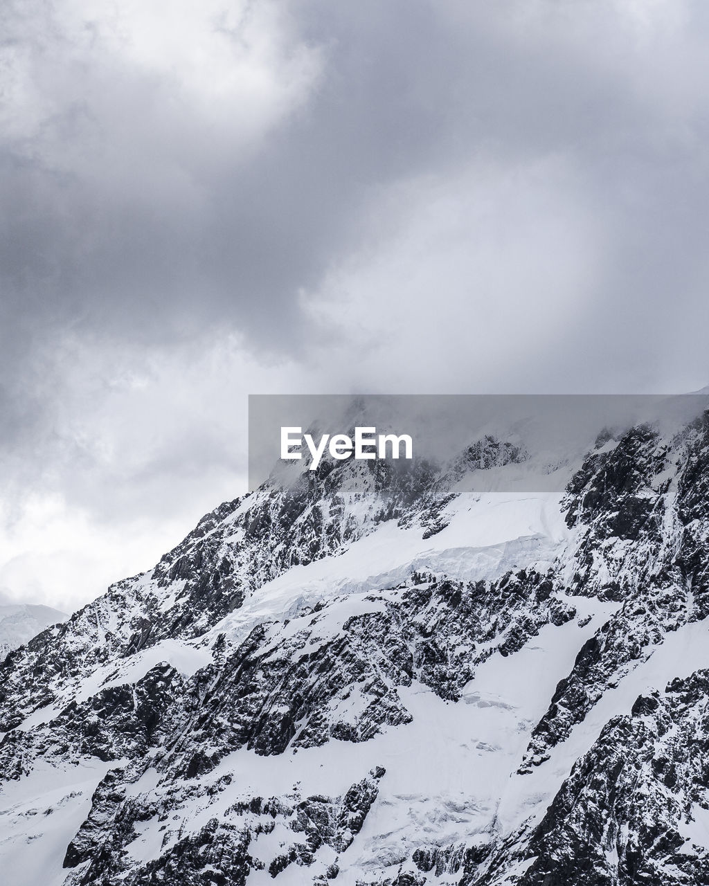 Scenic view of snow covered mountains against sky