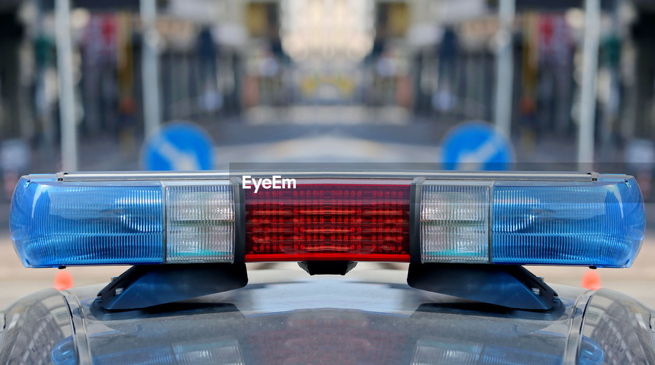 Close-up of siren on police car