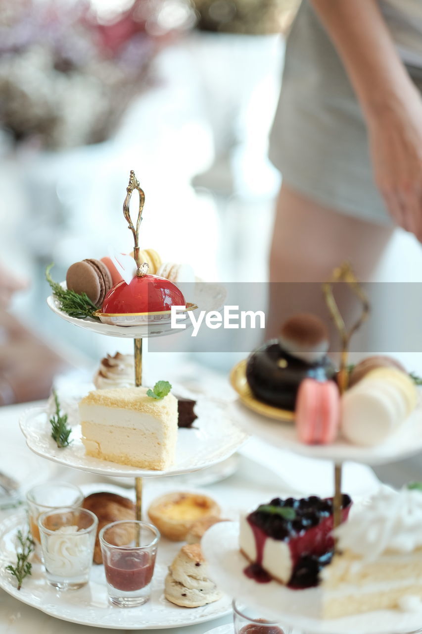 Close-up of cake slice in plate on table