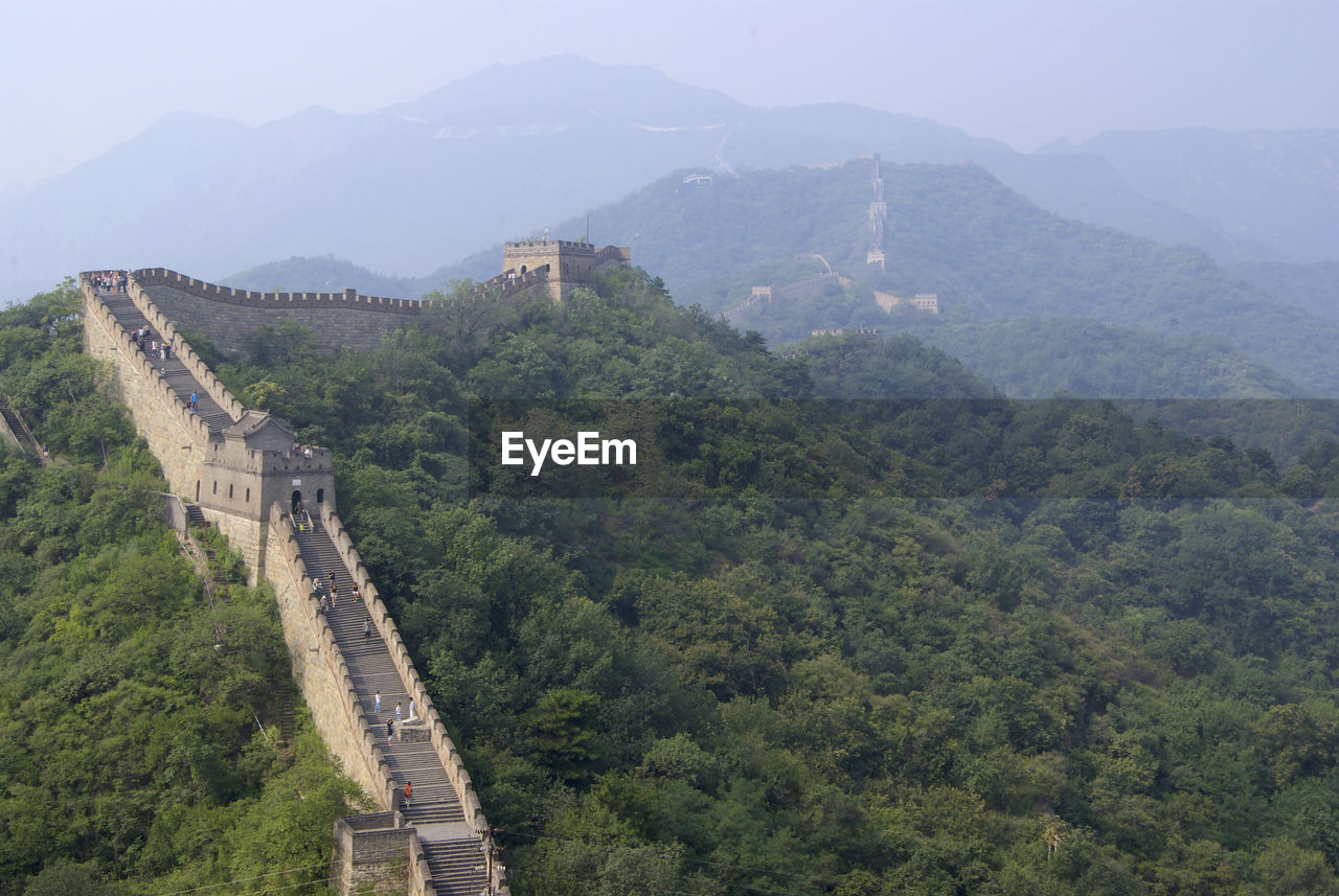 High angle view of great wall of china