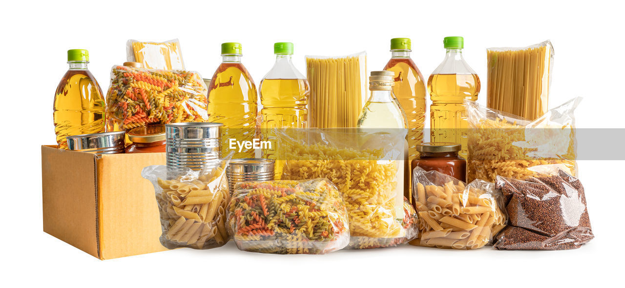 container, white background, food and drink, bottle, cut out, food, studio shot, refreshment, drink, alcohol, no people, variation, large group of objects, indoors, beer, glass, produce