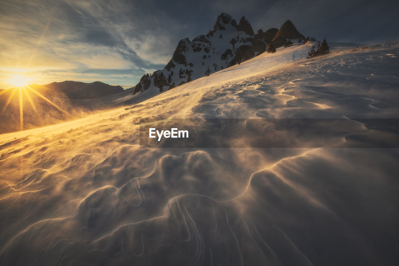 Wintertime at altitude in the carpathian mountains.