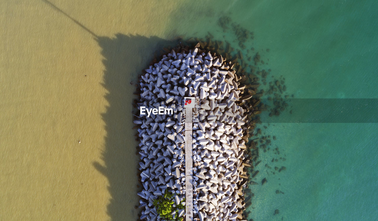 High angle view of sea shore