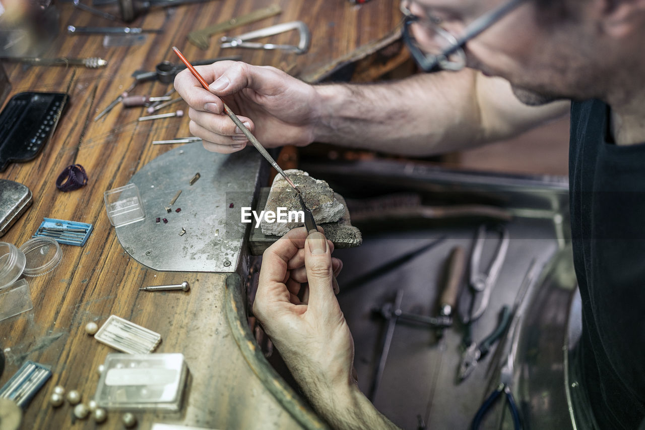 Man working on table