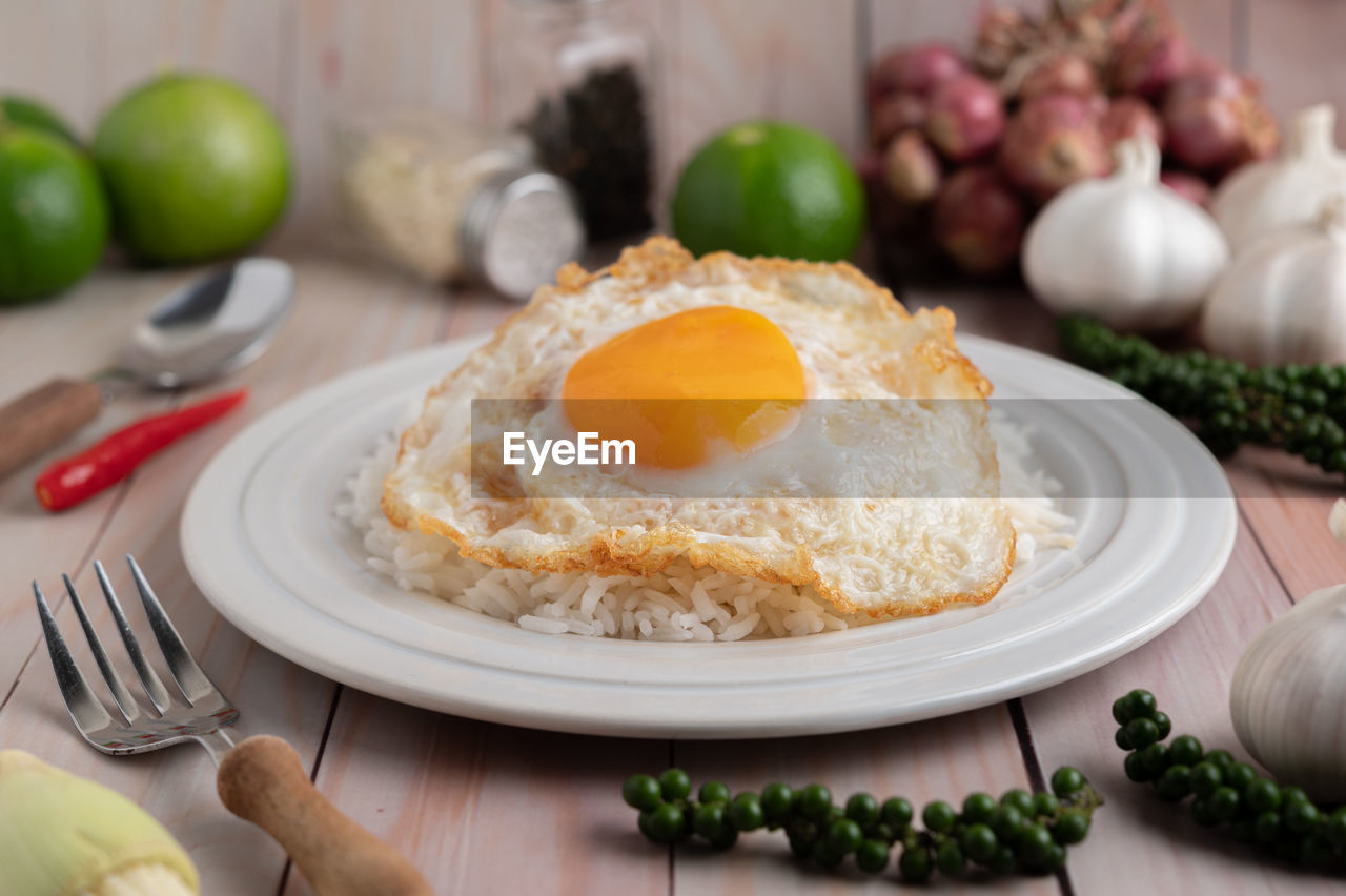 CLOSE-UP OF BREAKFAST SERVED ON TABLE