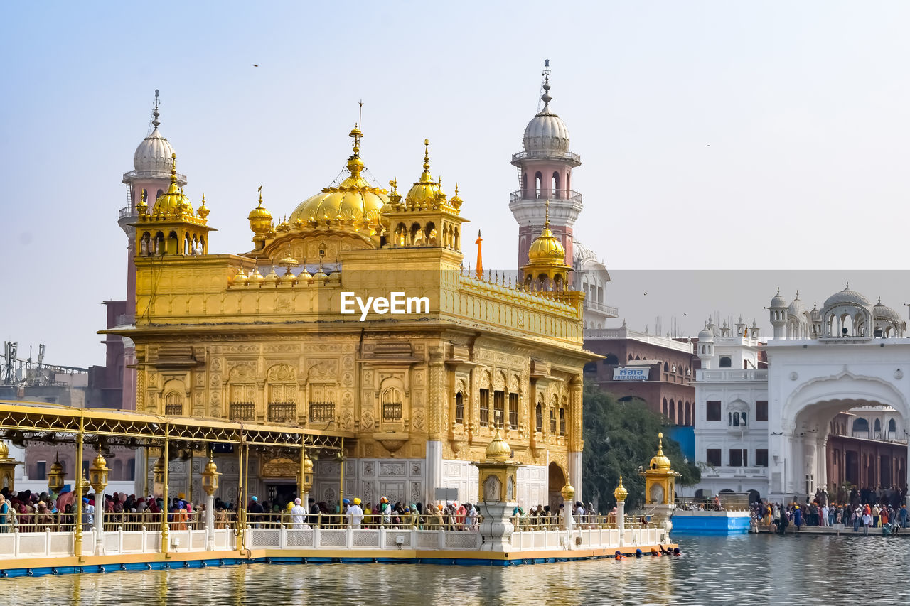 Beautiful view of golden temple - harmandir sahib in amritsar, punjab, india, famous indian sikh