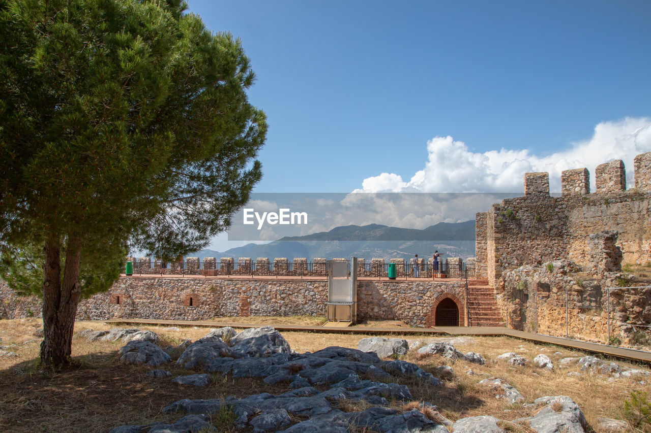 View of a fortress against cloudy sky