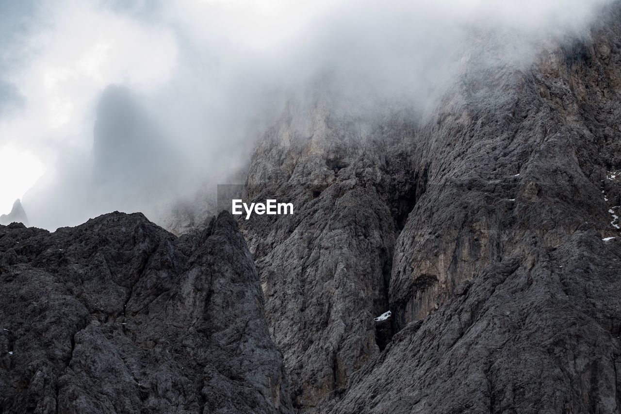 Panoramic view of volcanic mountain against sky