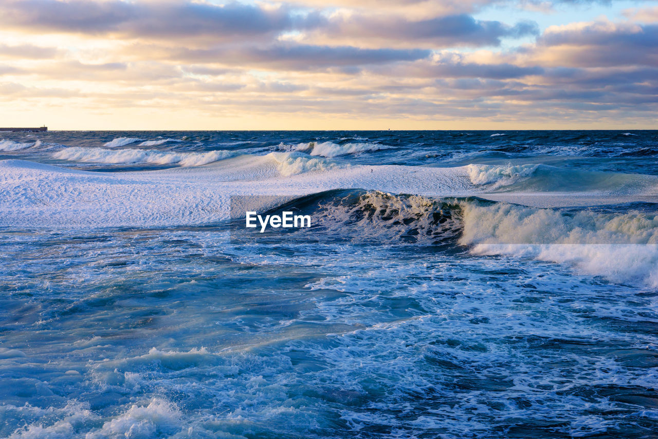 Ice blocks at frozen baltic sea in the winter