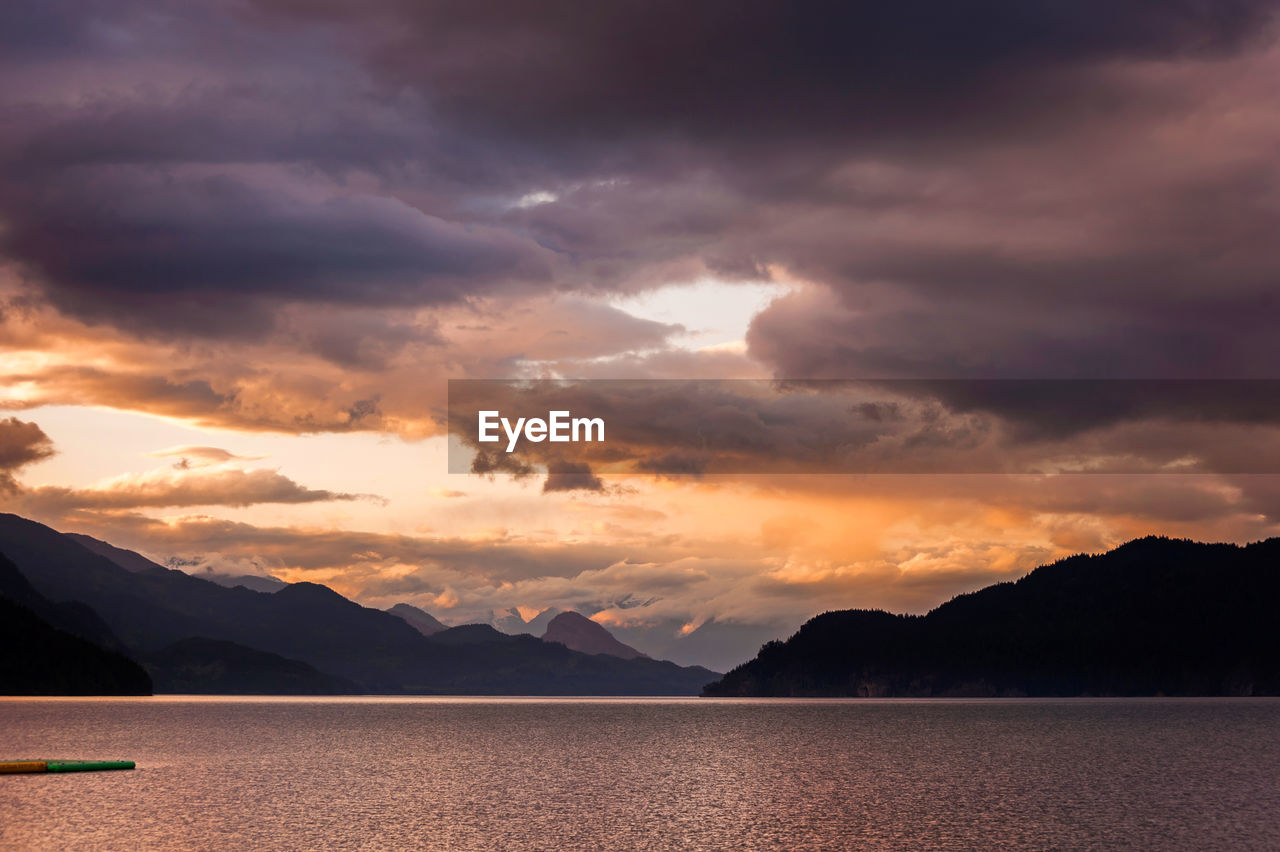 Scenic view of mountains against cloudy sky