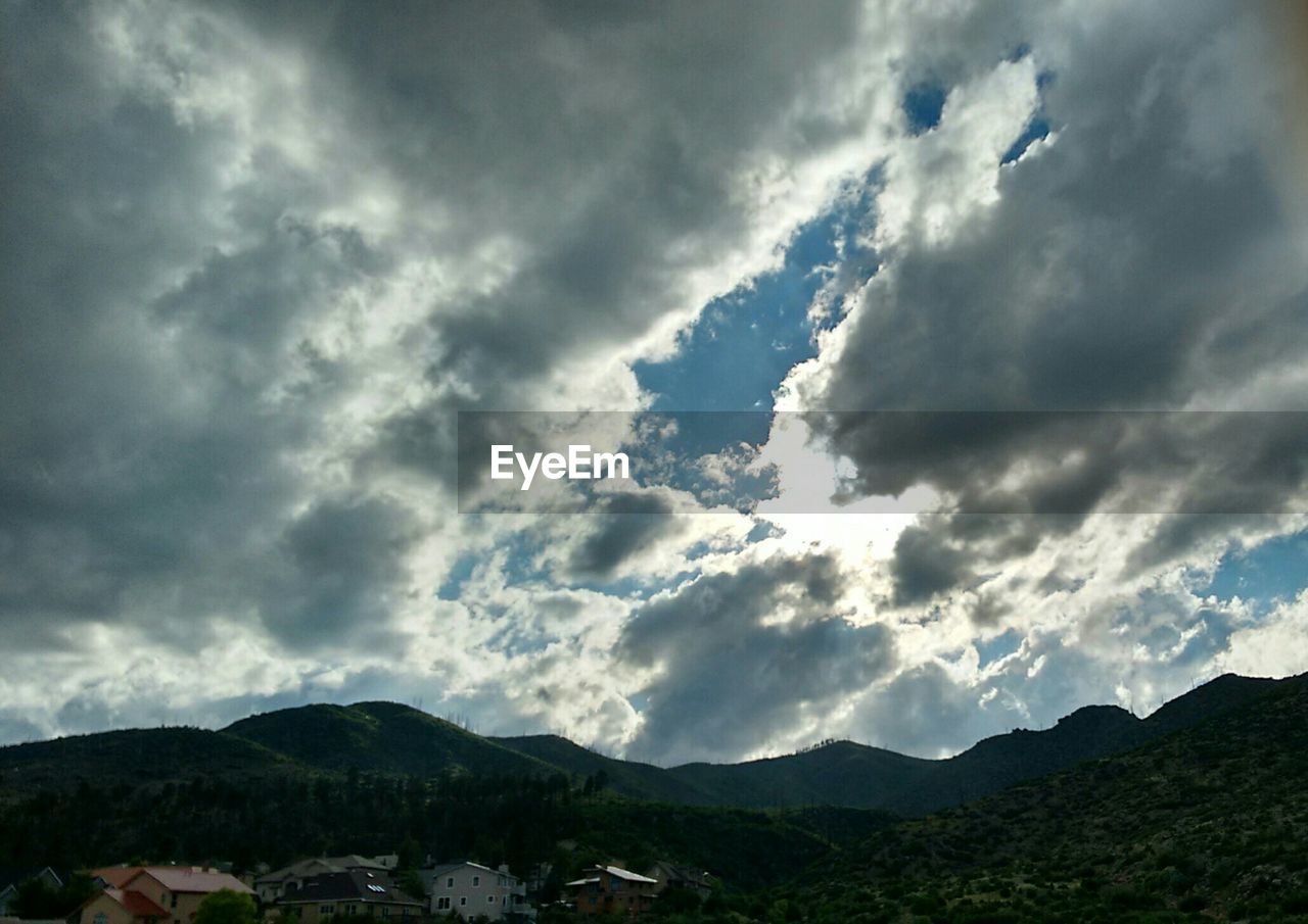 SCENIC VIEW OF MOUNTAINS AGAINST CLOUDY SKY