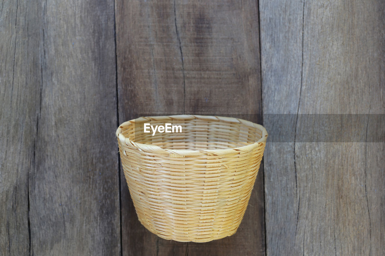 CLOSE-UP OF BASKET ON TABLE