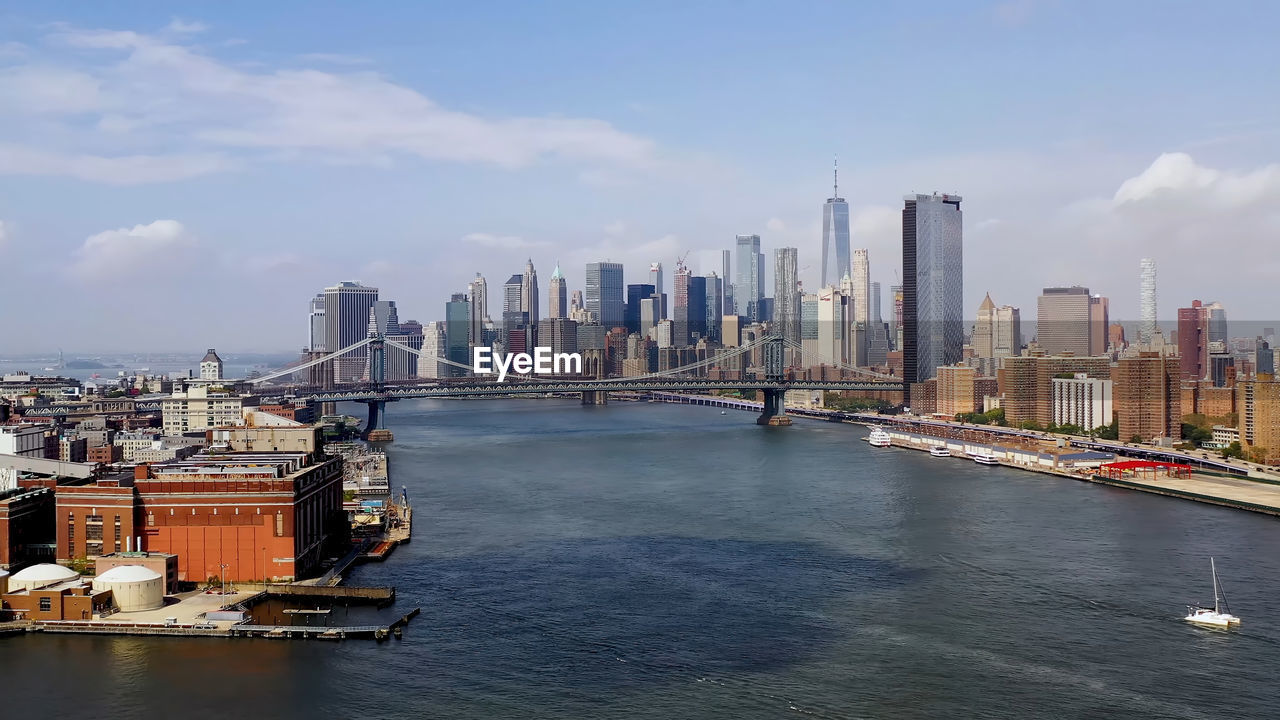 Amazing panorama view of new york city skyline and skyscraper 