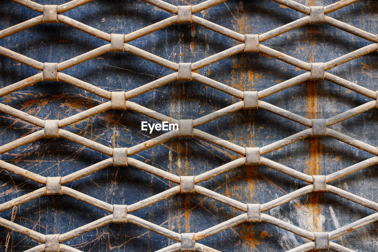 Full frame shot of chainlink fence against metal