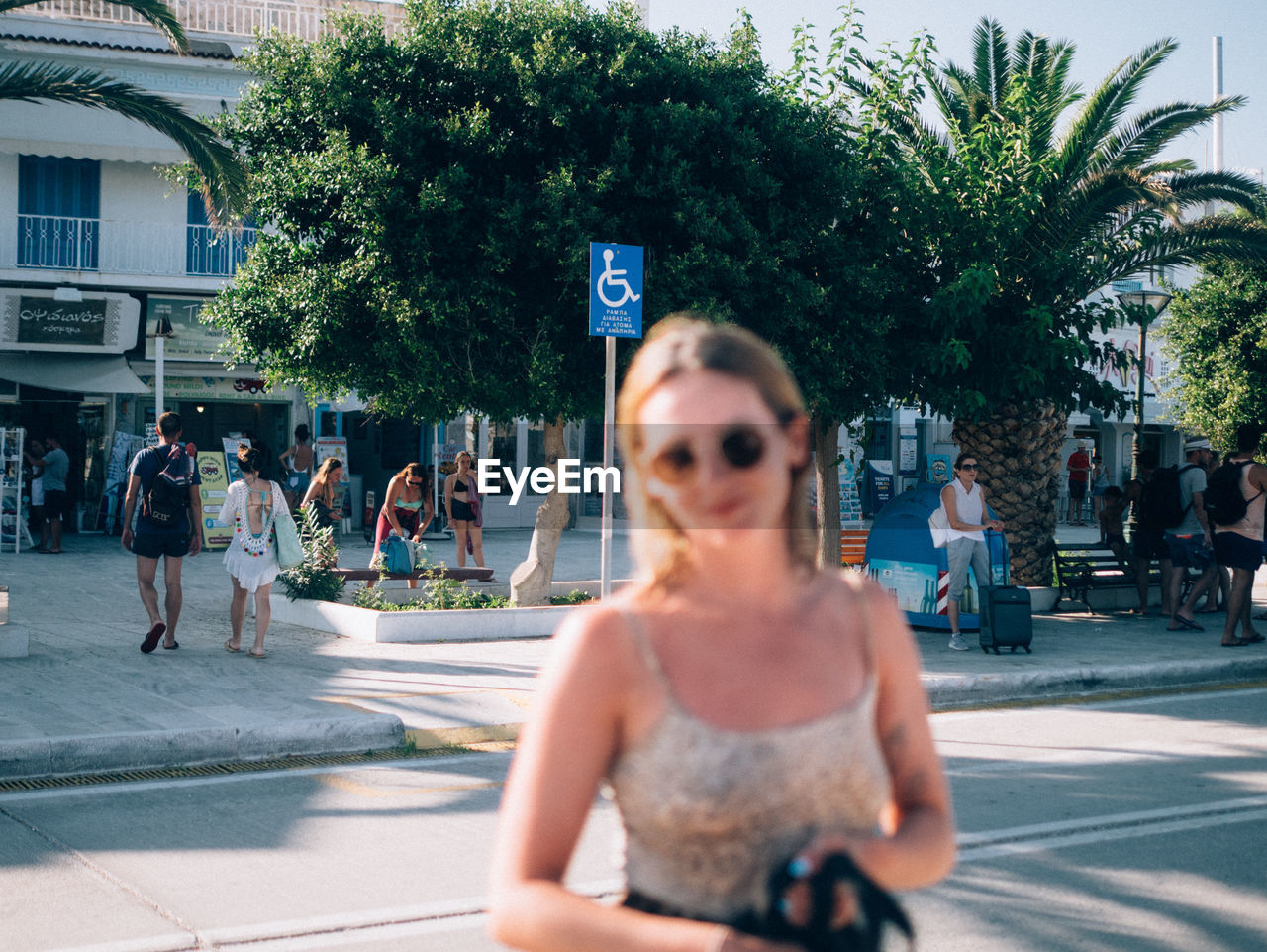 Woman standing in sun