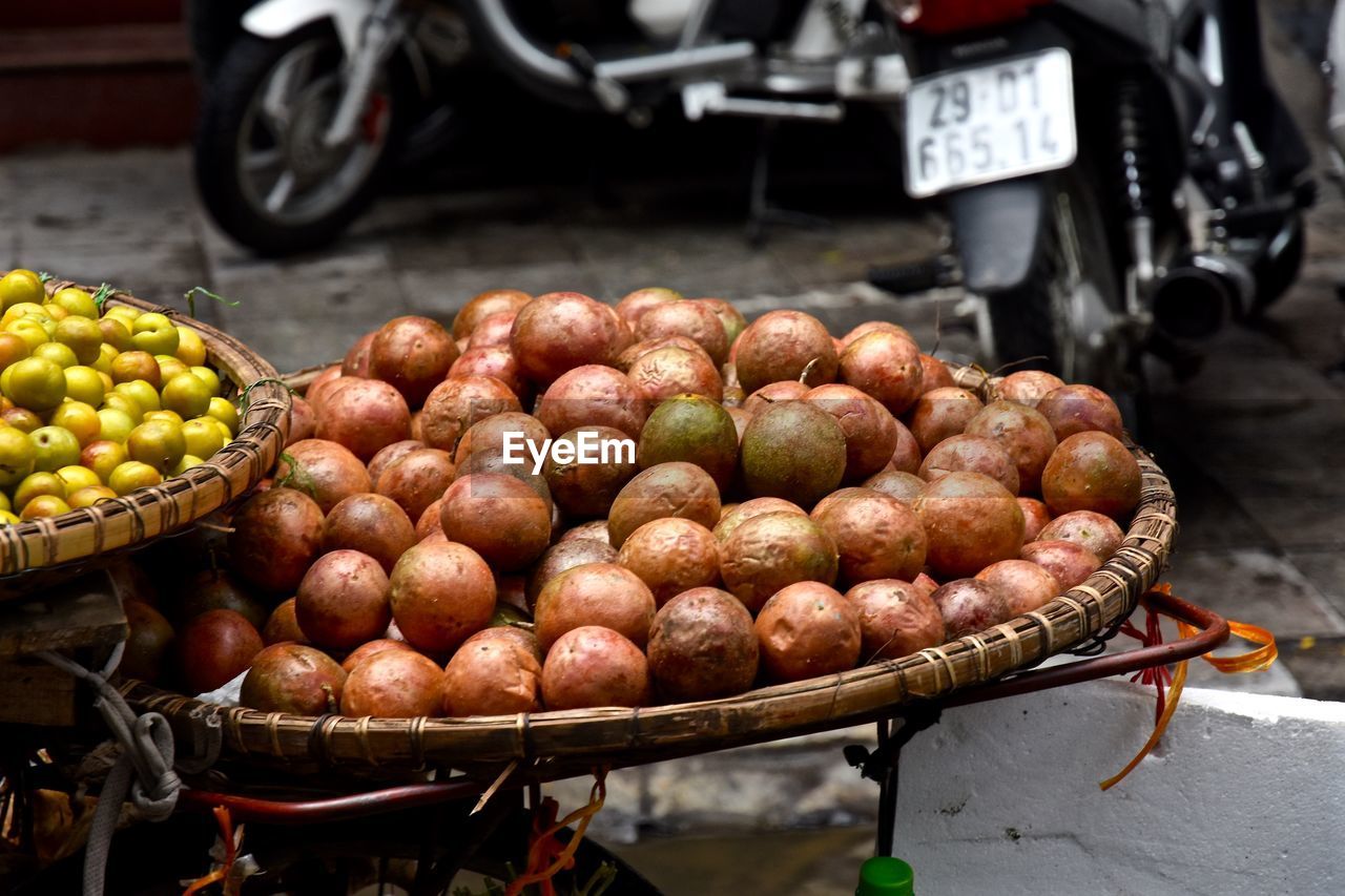 Close-up of fruits for sale at market stall