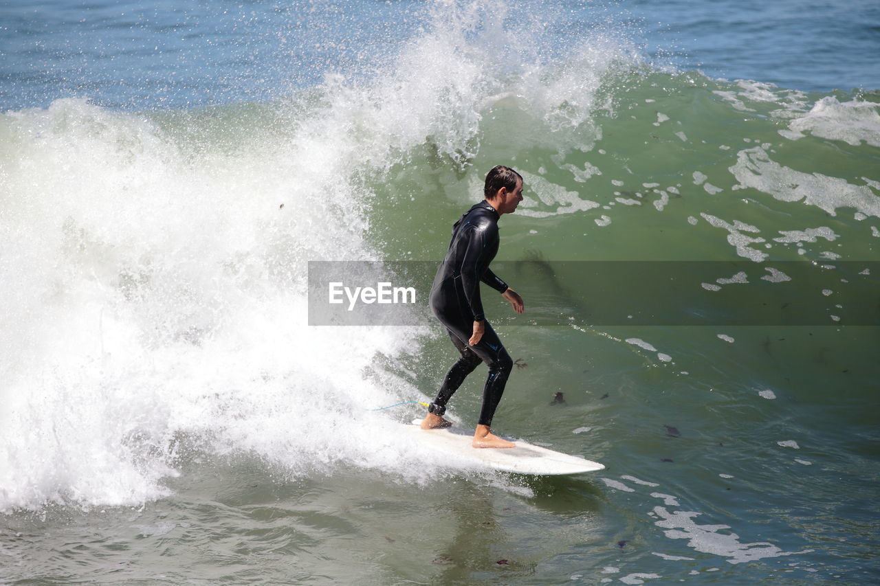 FULL LENGTH OF MAN SURFING