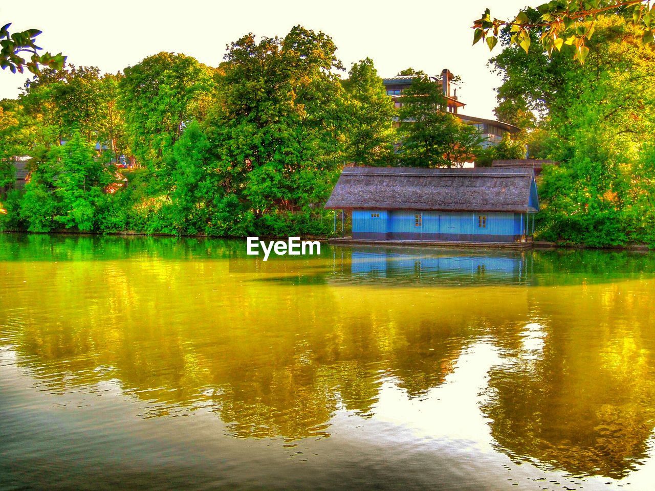 Scenic view of lake against clear sky