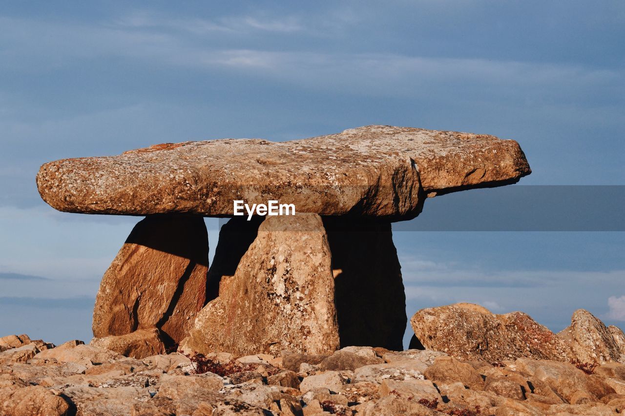 Rock formations on land against sky