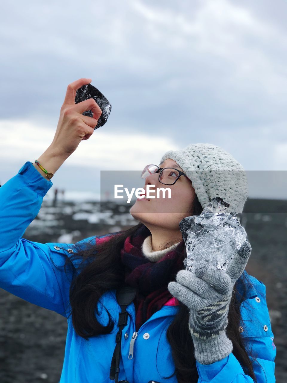 Woman holding rock