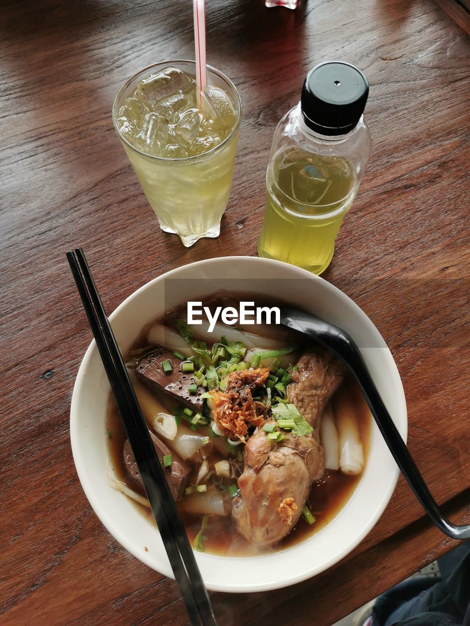 High angle view of food on table