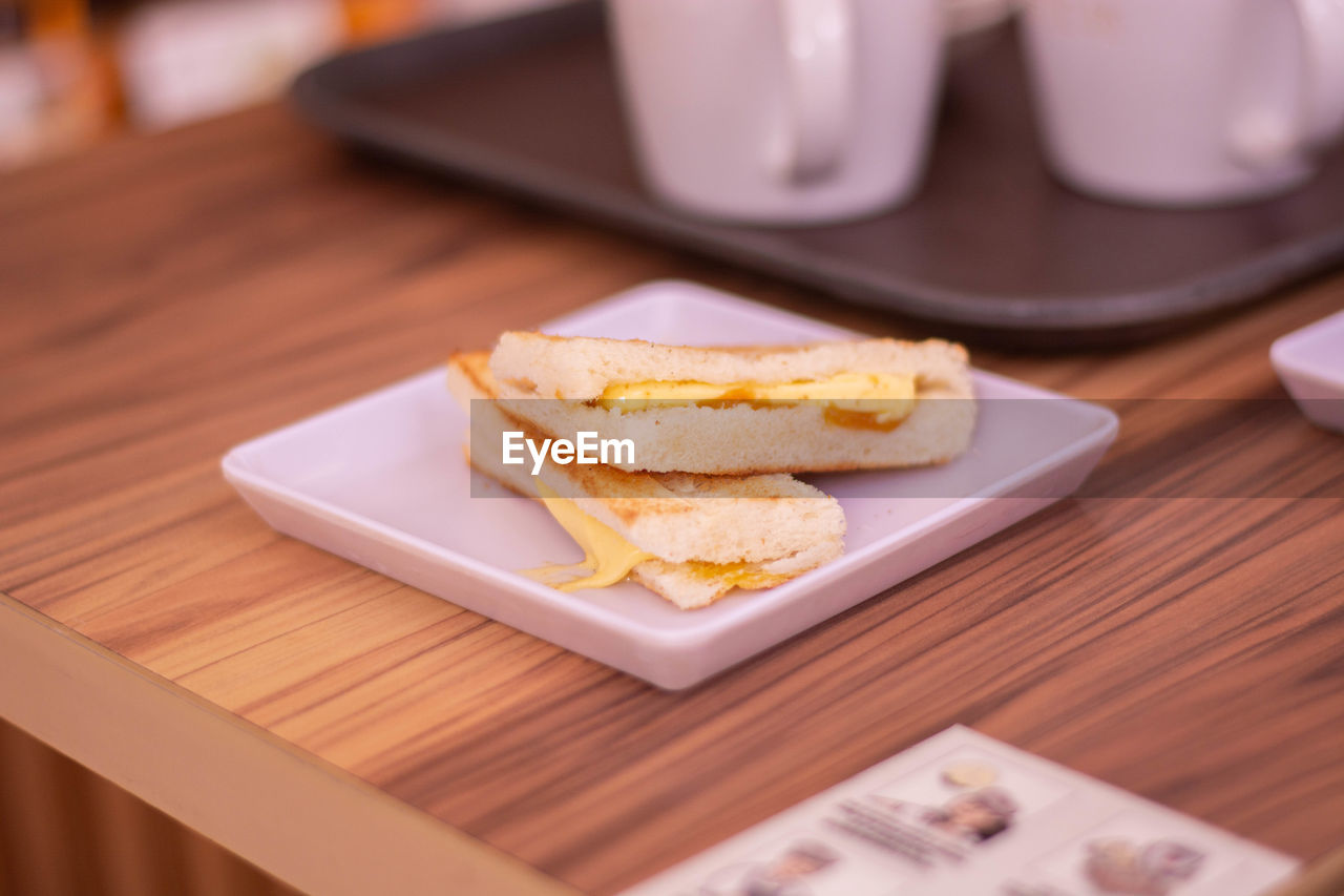 high angle view of food on table