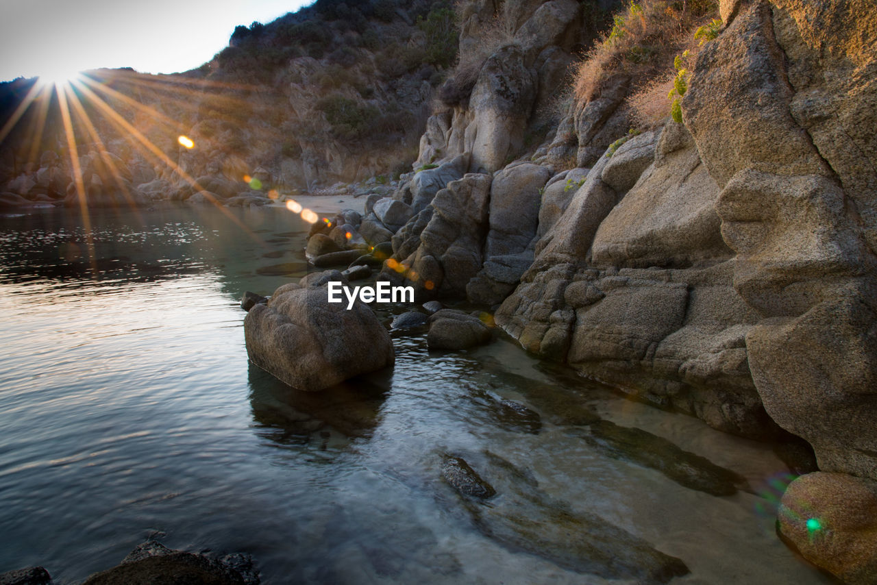 SCENIC VIEW OF RIVER AMIDST MOUNTAINS