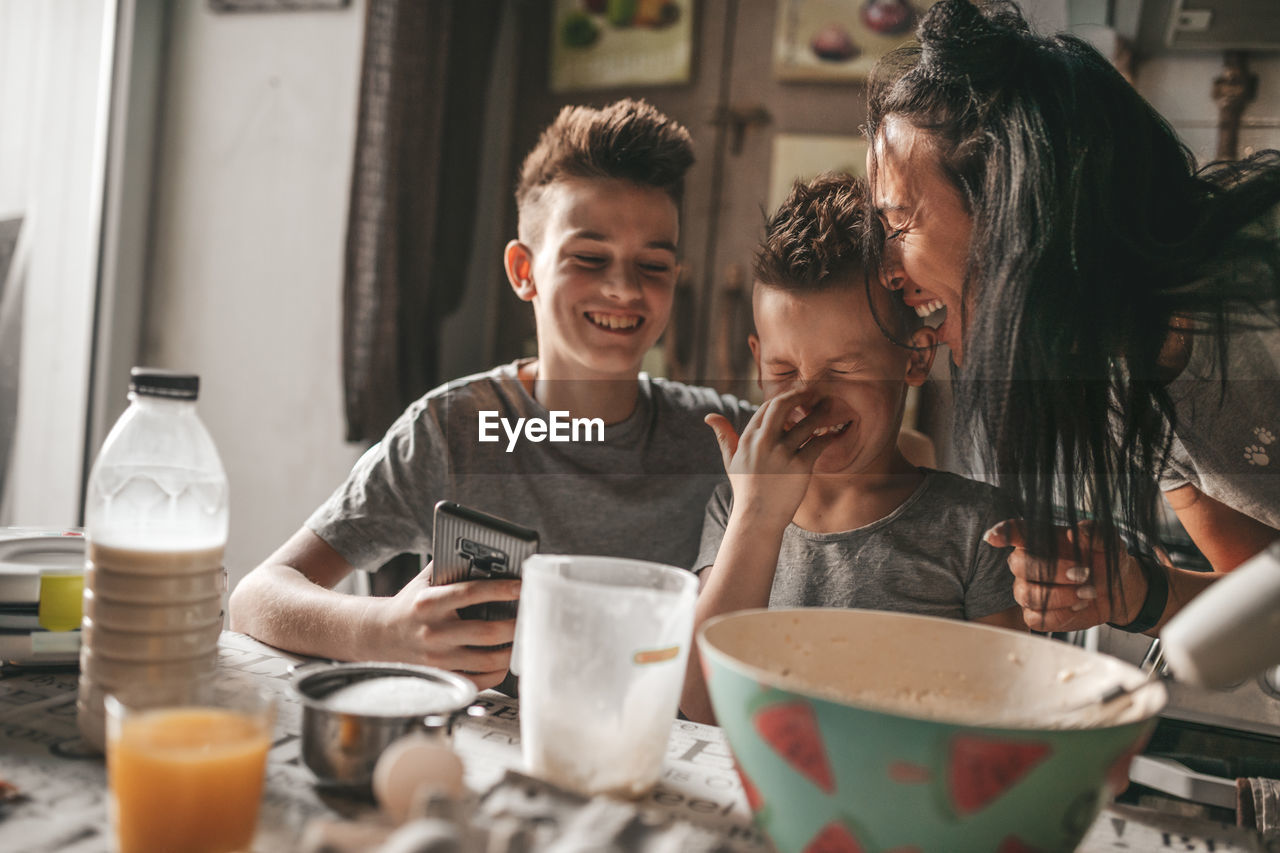 Group of people at restaurant table