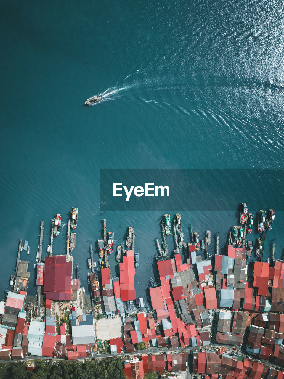 Top-down view drone shot of pangkor island, in perak state, malaysia country.