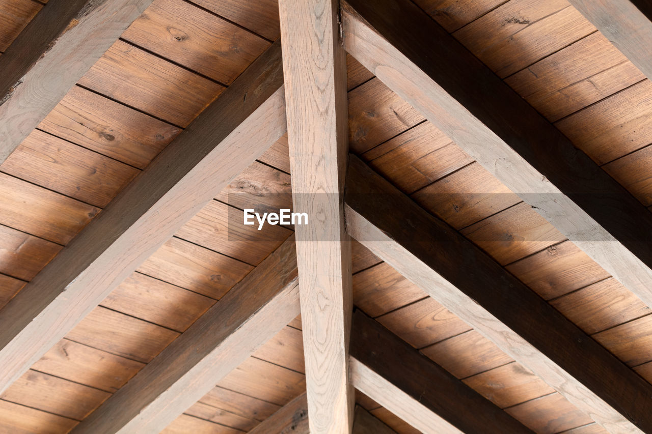 Full frame shot of brown wooden ceiling