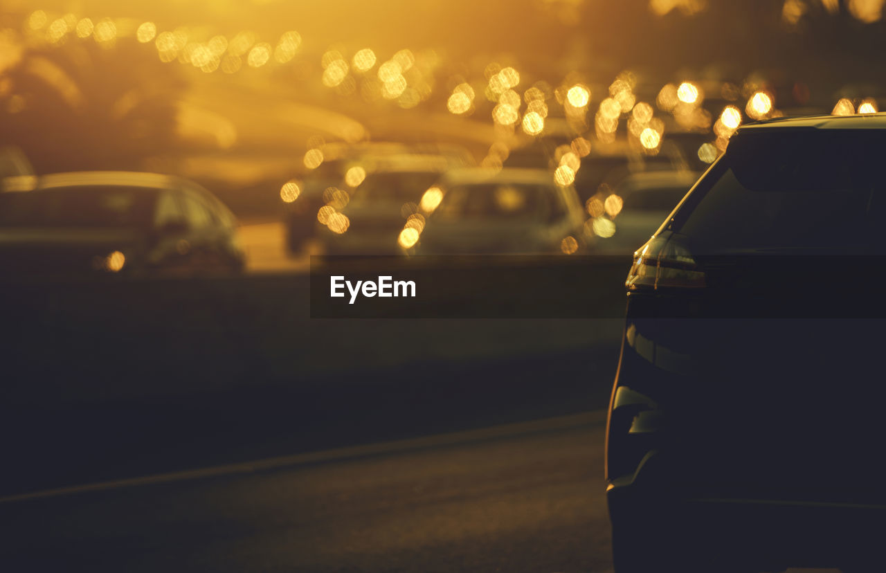 blurred motion of car on street at night