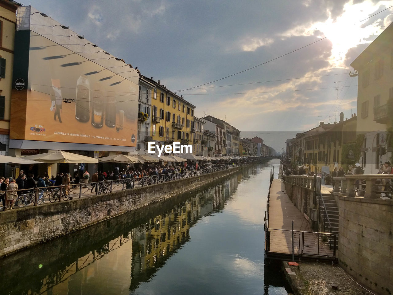 PANORAMIC VIEW OF CANAL IN CITY