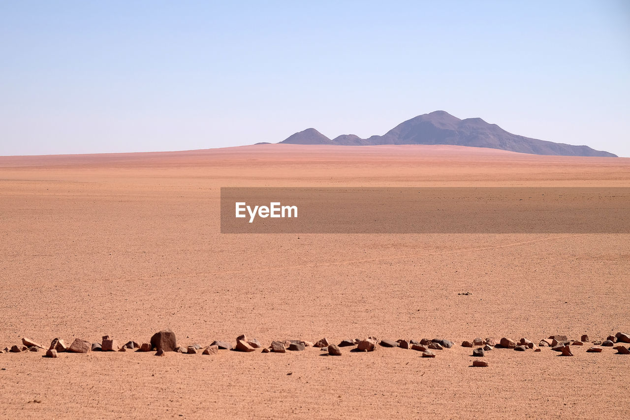 Scenic view of desert against clear sky