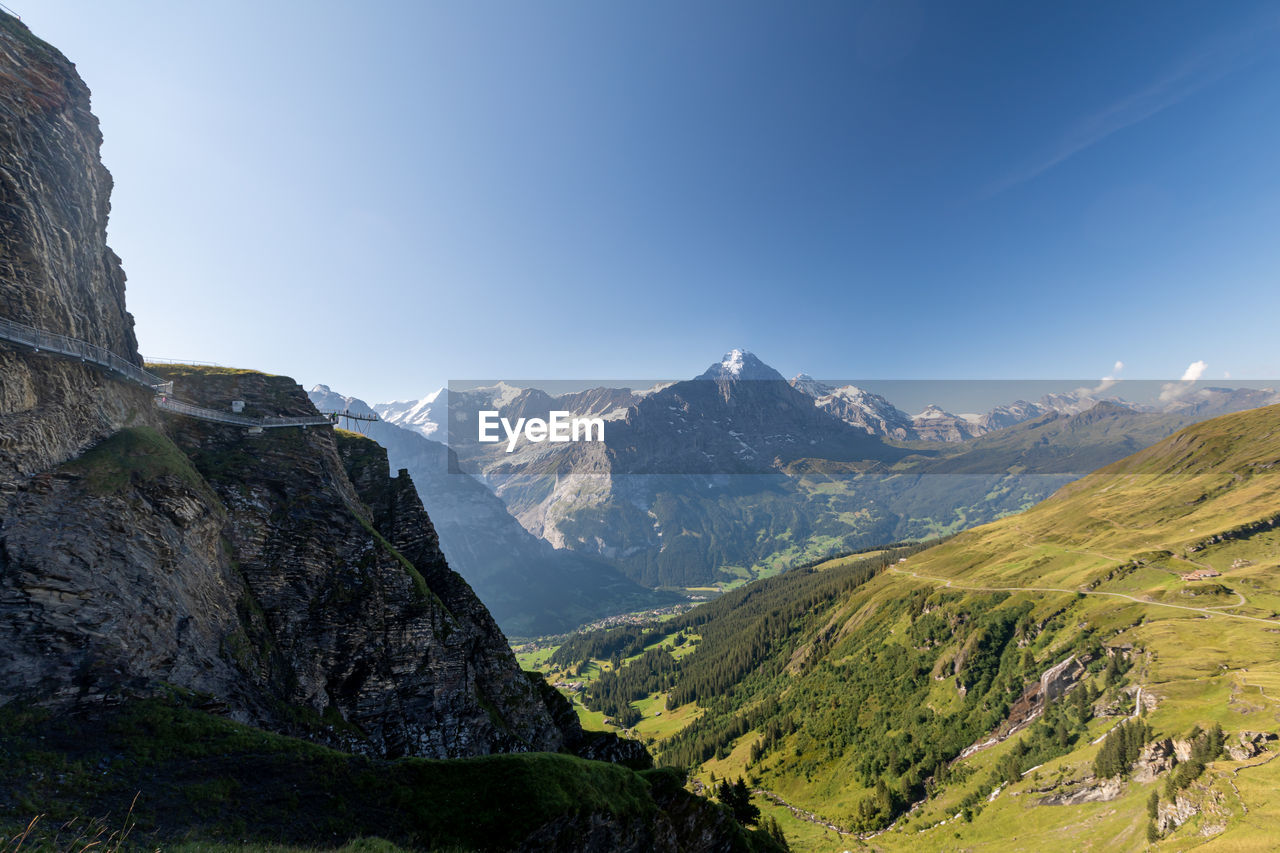 Scenic view of mountains against clear sky