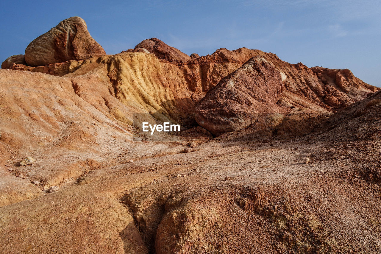 Rock formations in desert against sky