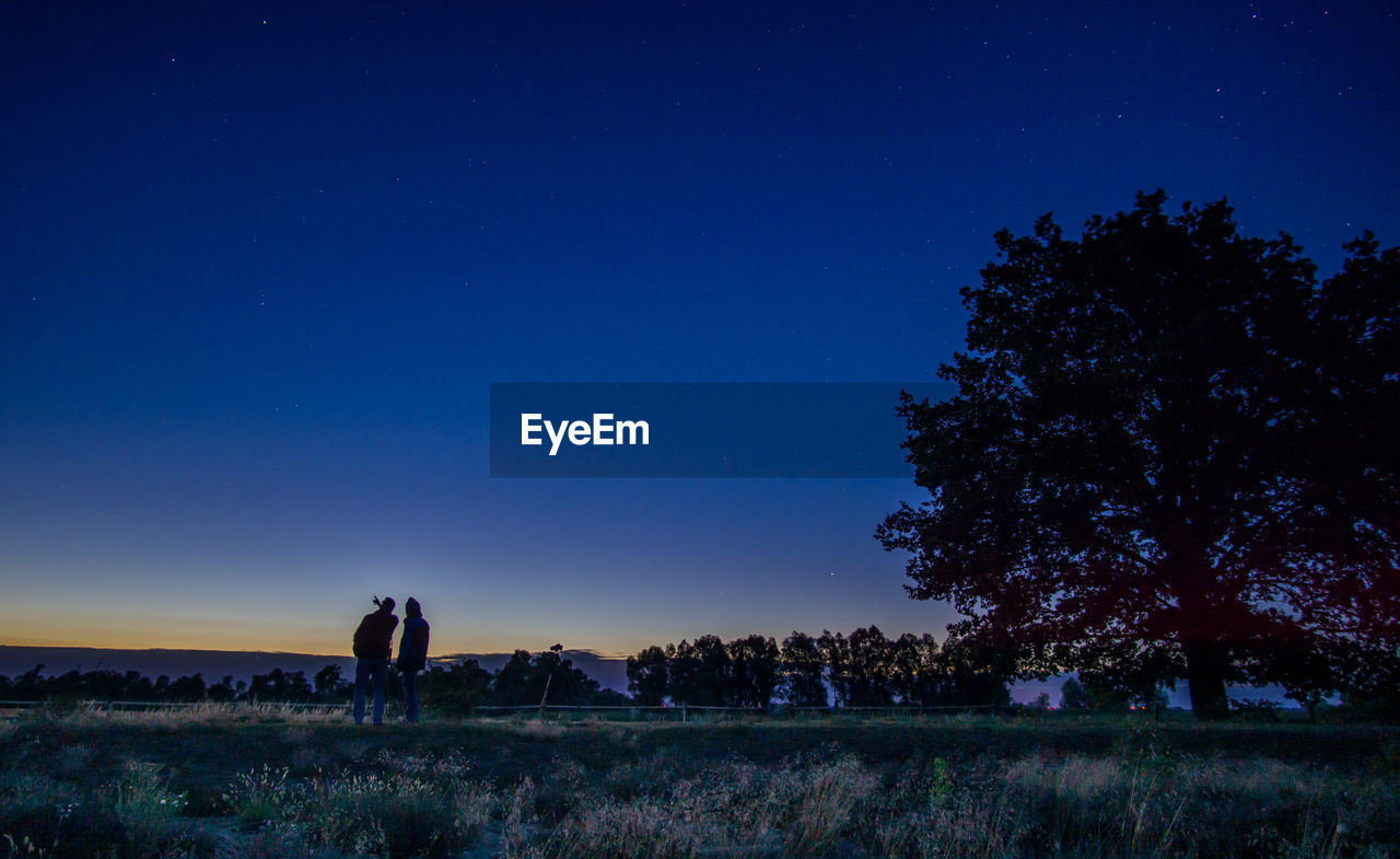 SCENIC VIEW OF FIELD AGAINST CLEAR SKY AT NIGHT