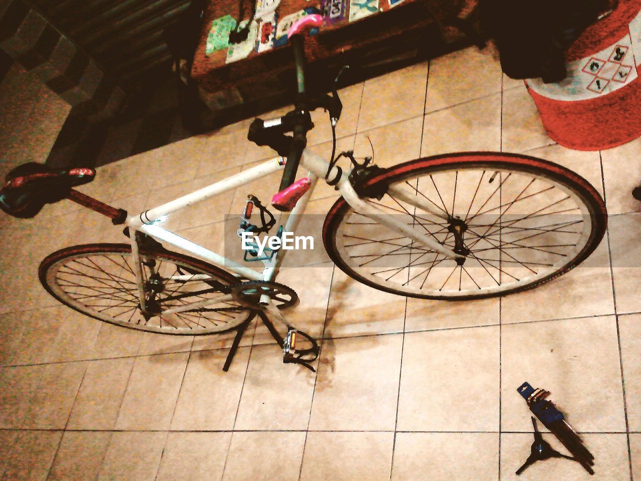 BICYCLES PARKED ON ROAD