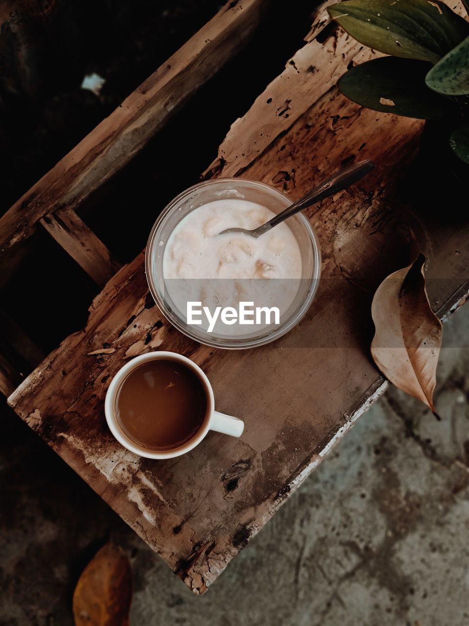 High angle view of coffee on table