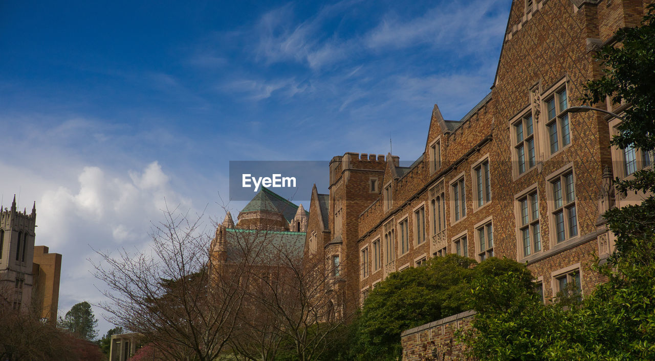 Low angle view of washington university building against sky