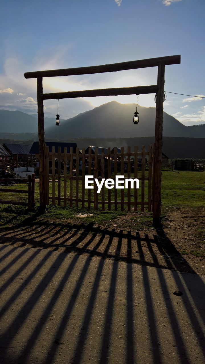 WOODEN POSTS ON SOCCER FIELD