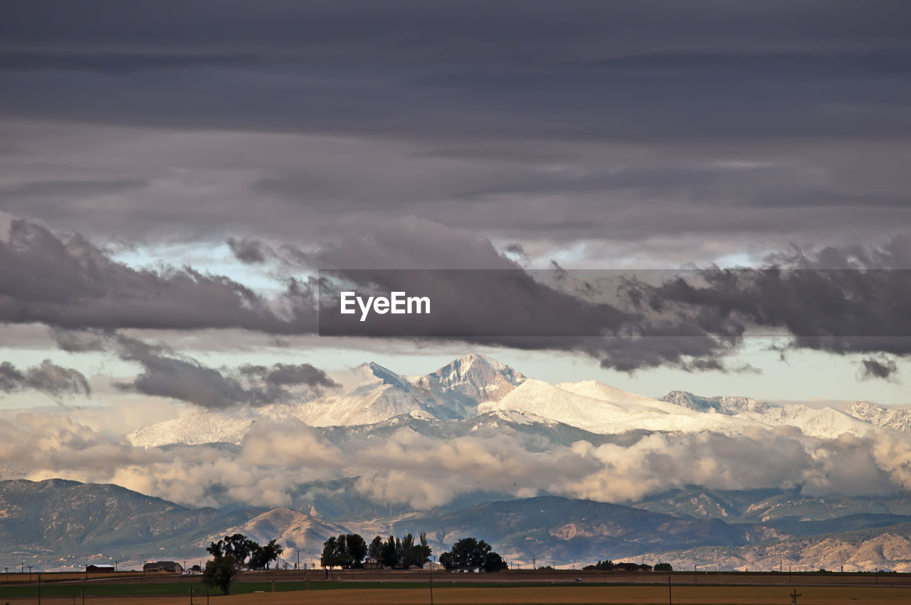 PANORAMIC VIEW OF SNOWCAPPED MOUNTAINS AGAINST SKY