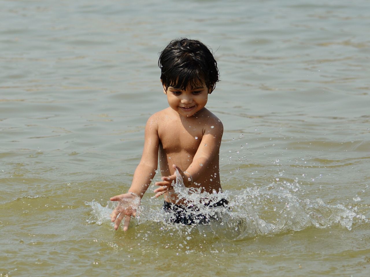 Playful child in the sea