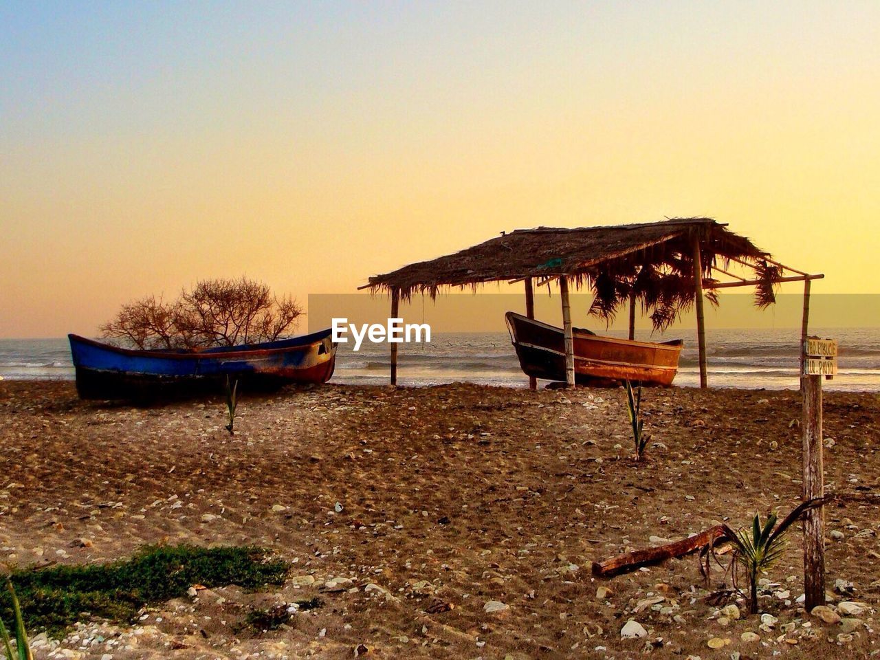 Old rowboats on beach