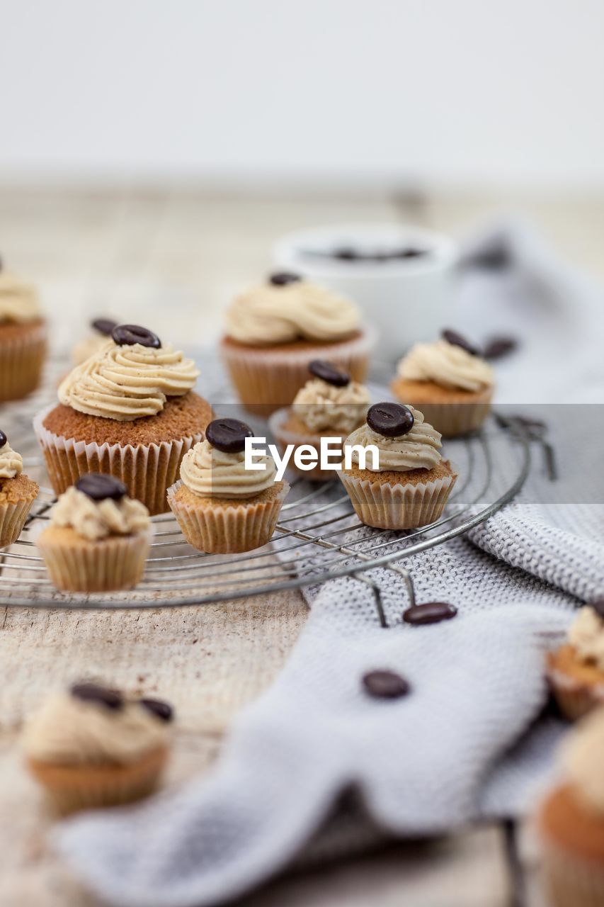 Close-up of cupcakes on table