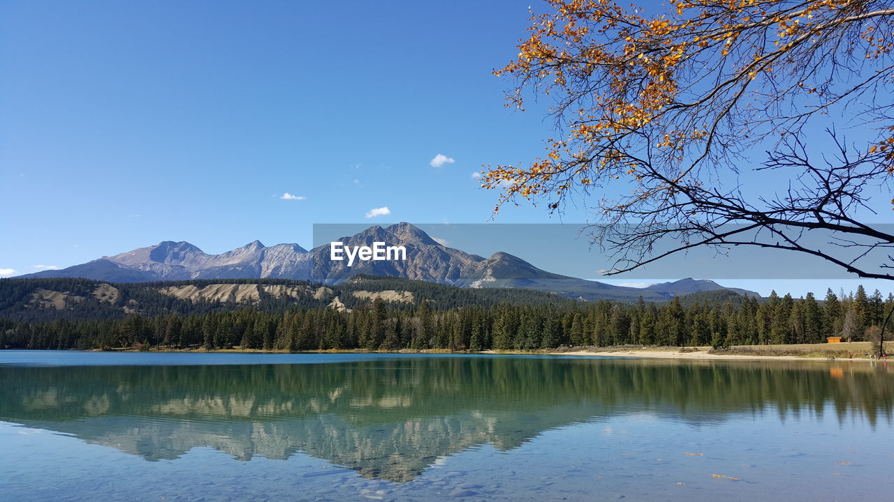 Idyllic lake against mountains in jasper national park