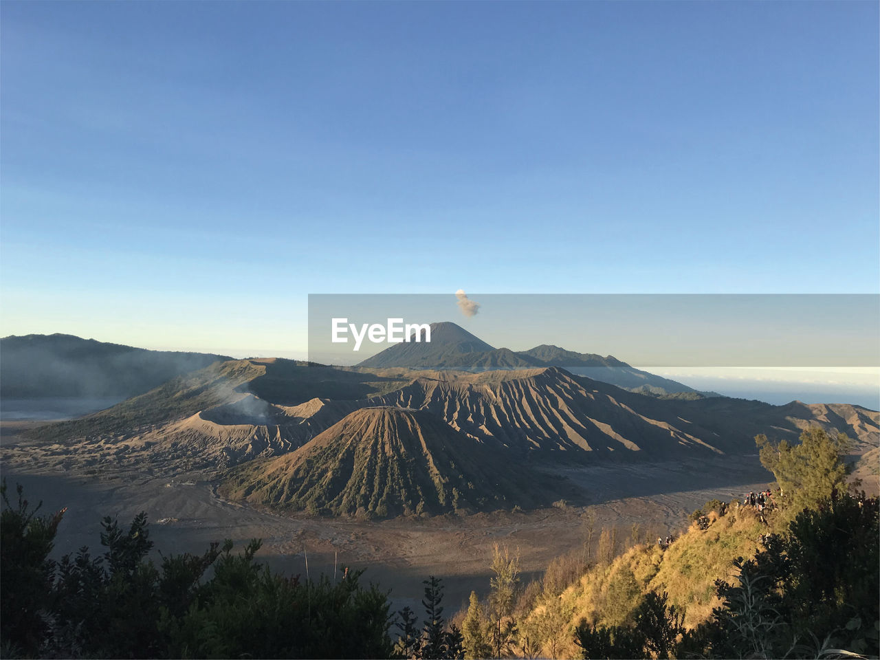 Panoramic view of volcanic landscape against sky,mount bromo, a spectacular indonesia mountain